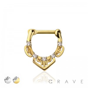 ENGRAVED BOW FILIGREE SEPTUM HINGED CLICKER